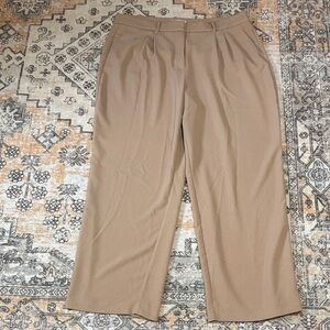 NINE WEST 18 paper bag wide leg boho pleated creamy tan  pants